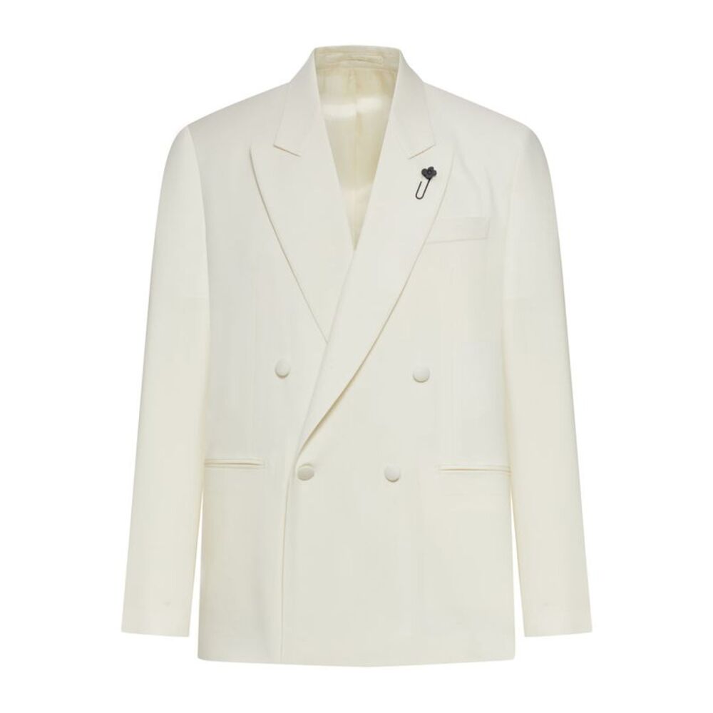 Lardini Men Double-Breasted Wool Blazer